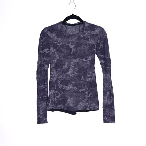 LULULEMON Runderful Long Sleeve Incognito Camo Heathered Black Active Women's 4 - Picture 1 of 8